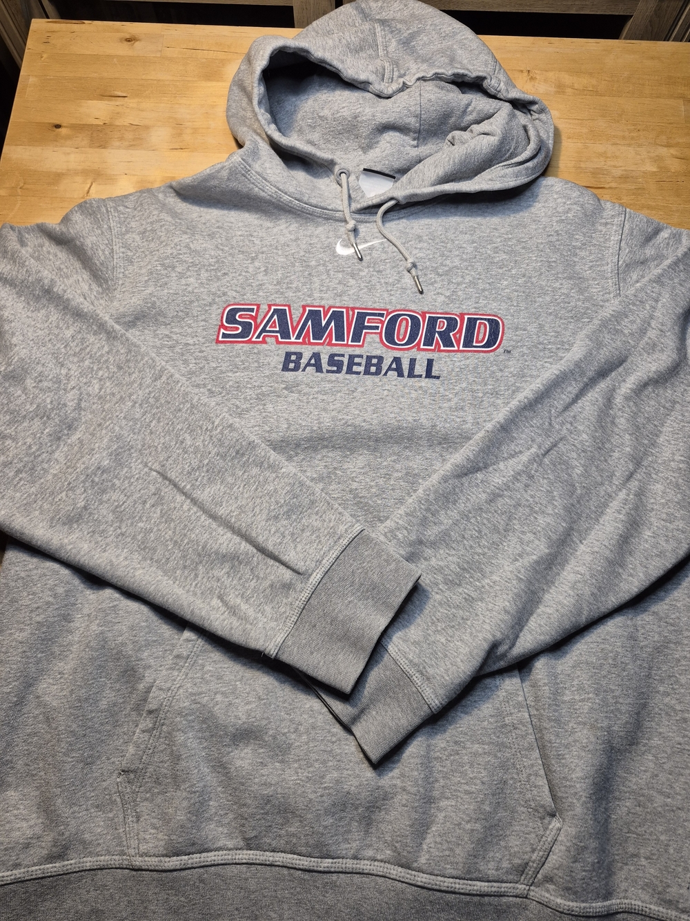 Nike Gray Samford Baseball Pullover Hoodie with Red & Blue Logo